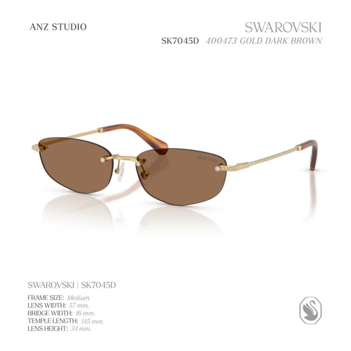 แว่นกันแดด SWAROVSKI รุ่น SK7045D กรอบเจาะเลนส์ไร้ขอบ ดีไซน์ Luxury Crystal Sunglasses ของแท้ รับประกัน 2 ปี - Image 3