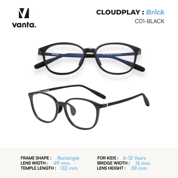 แว่นตากรองแสงสีฟ้าเด็ก vanta. CLOUDPLAY Brick กรอบ TR90 น้ำหนักเบา ใส่สบาย ถนอมสายตา - Image 6