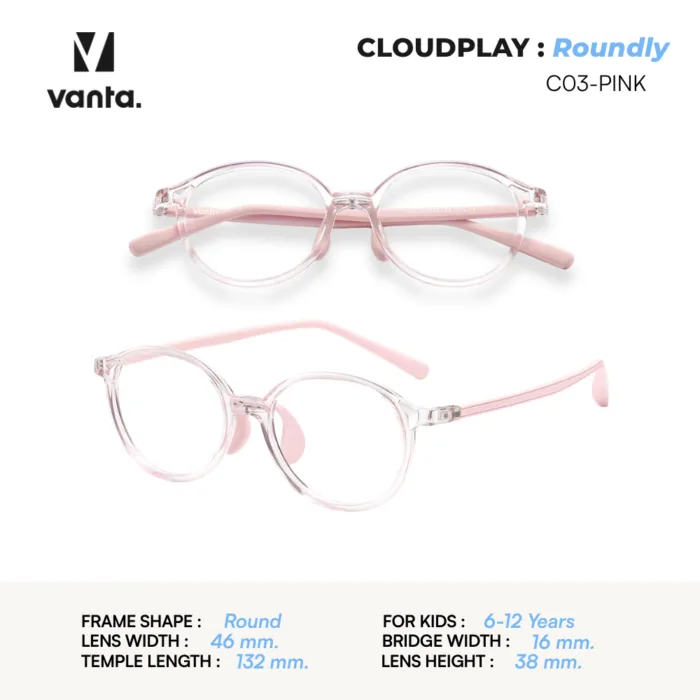 แว่นตากรองแสงสีฟ้าเด็ก vanta. CLOUDPLAY Roundly กรอบ TR90 น้ำหนักเบา ใส่สบาย ถนอมสายตา - Image 7