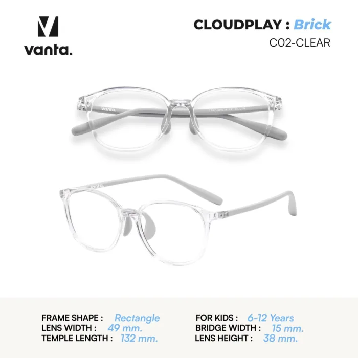 แว่นตากรองแสงสีฟ้าเด็ก vanta. CLOUDPLAY Brick กรอบ TR90 น้ำหนักเบา ใส่สบาย ถนอมสายตา - Image 7