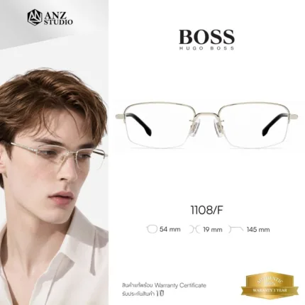 HUGO BOSS 1108/F กรอบแว่นตา Metal ทรง Rectangle Semi Rimless