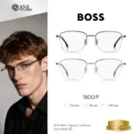 BOSS 1800/F กรอบแว่นตา Titanium ทรง Rectangle Semi Rimless