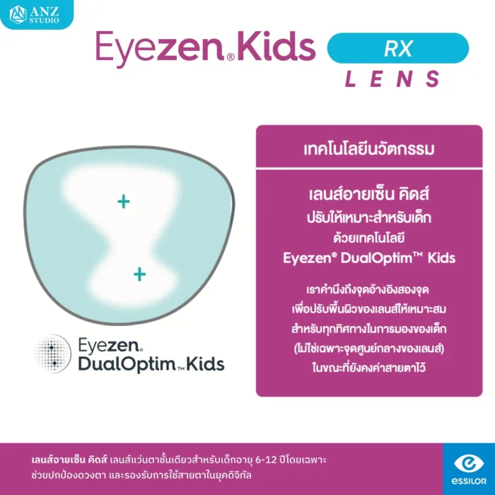 (RX) สั่งตัดเลนส์ Essilor Eyezen Kids (เลนส์สั่งตัดเฉพาะบุคคล) - Image 2