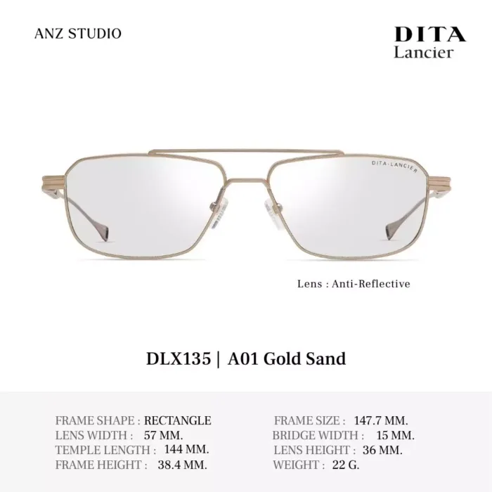 DITA Lancier DLX135 กรอบแว่นตา Titanium ทรง Rectangle / Navigator Sport Luxury Made in Japan - Image 2