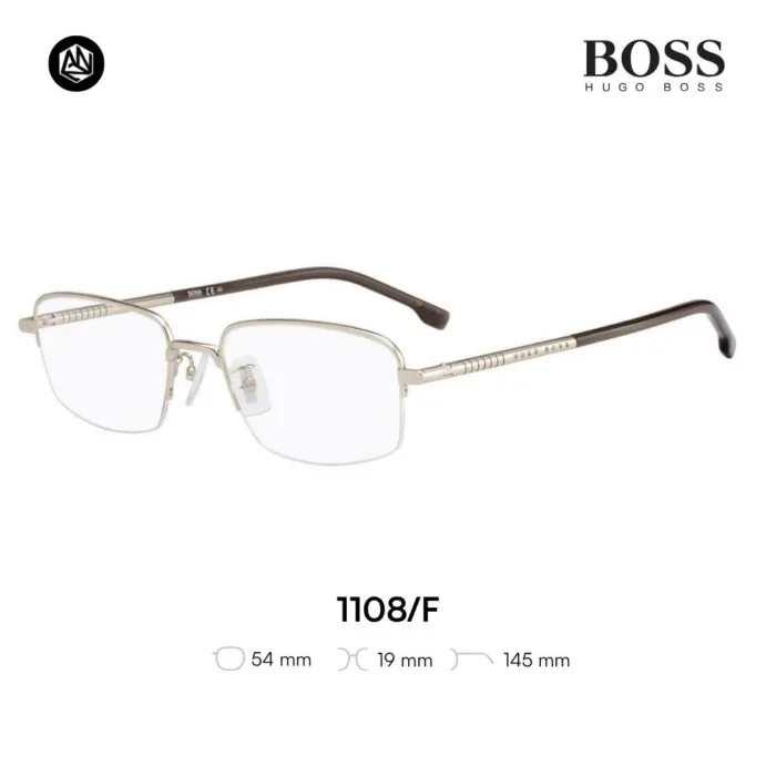 HUGO BOSS 1108/F กรอบแว่นตา Metal ทรง Rectangle Semi Rimless - Image 2