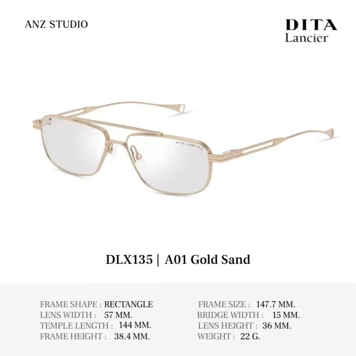 DITA Lancier DLX135 กรอบแว่นตา Titanium ทรง Rectangle / Navigator Sport Luxury Made in Japan - Image 3