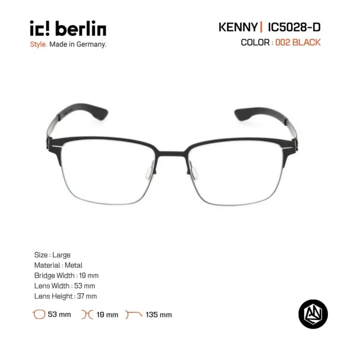ic! berlin Kenny IC5028-D กรอบแว่นตา Metal ทรง Rectangle / Square Minimal Screwless Design - Image 3
