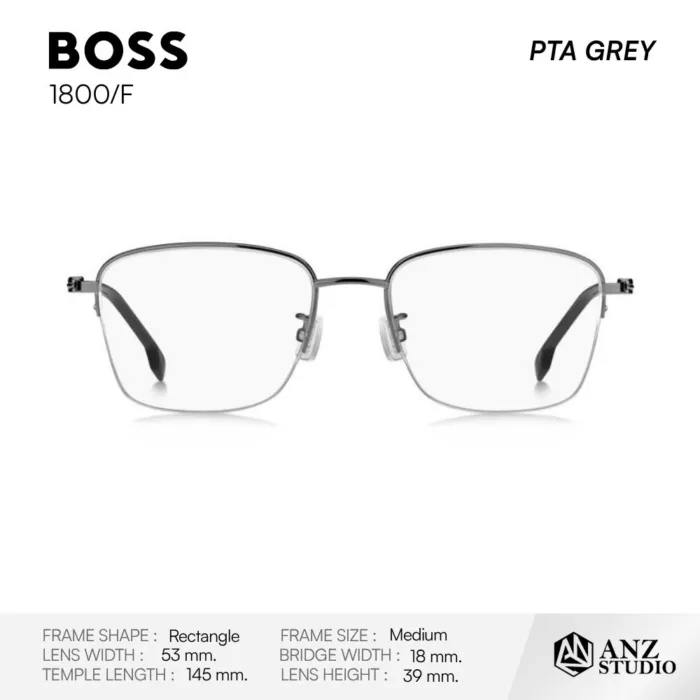 BOSS 1800/F กรอบแว่นตา Titanium ทรง Rectangle Semi Rimless - Image 3