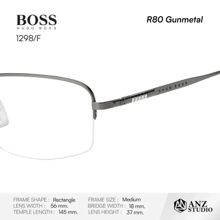 กรอบแว่นตา  BOSS 1298/F  Titanium ทรง Rectangle Semi Rimless - Image 3