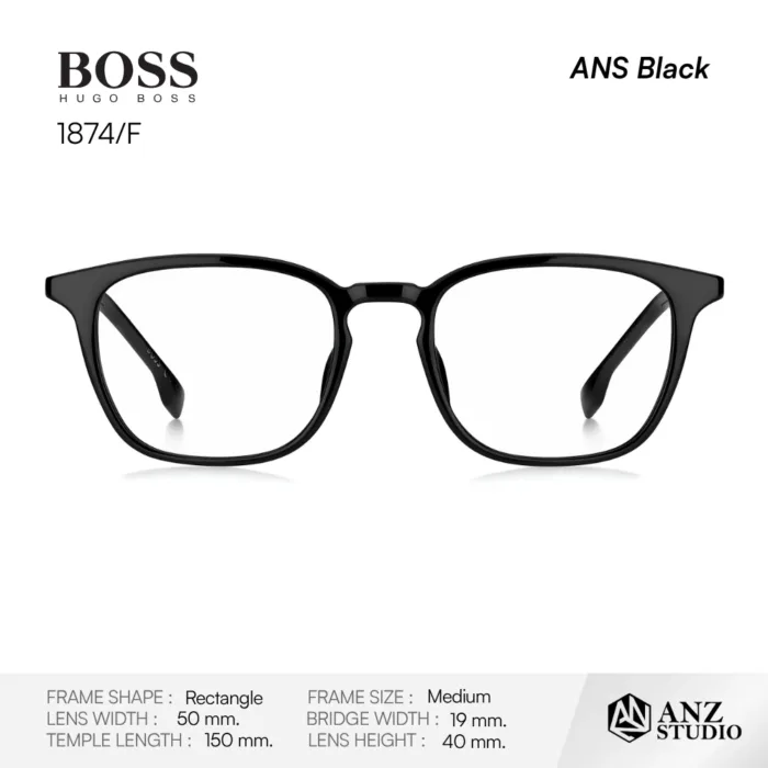 HUGO BOSS 1874/F กรอบเเว่น Titanium เเละPolyamide ทรง Rectangle Full Rim - Image 4