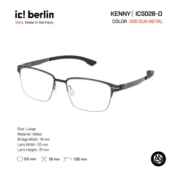 ic! berlin Kenny IC5028-D กรอบแว่นตา Metal ทรง Rectangle / Square Minimal Screwless Design - Image 4