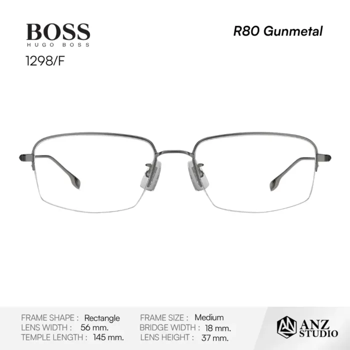 กรอบแว่นตา  BOSS 1298/F  Titanium ทรง Rectangle Semi Rimless - Image 4