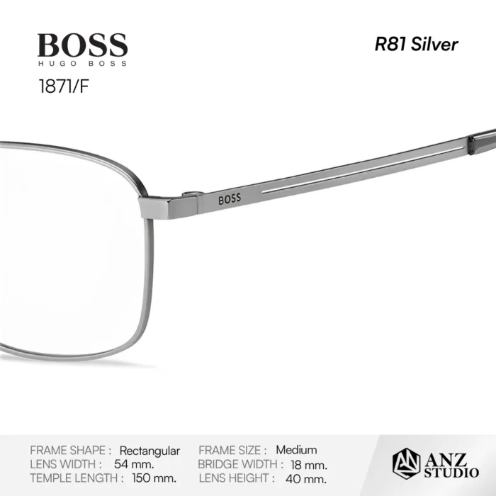 HUGO BOSS 1871/F กรอบ Titanium ทรง Rectangle Full Rim - Image 6
