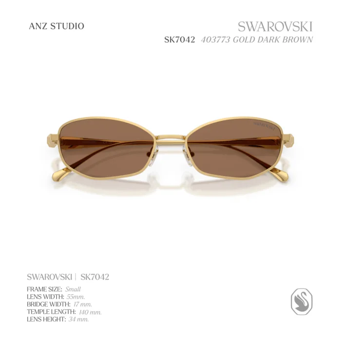 แว่นกันแดด SWAROVSKI รุ่น SK7042 กรอบโลหะทรง Pillow ดีไซน์ Luxury Crystal ของแท้ รับประกัน 2 ปี - Image 6