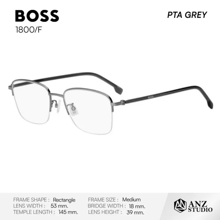 BOSS 1800/F กรอบแว่นตา Titanium ทรง Rectangle Semi Rimless - Image 5
