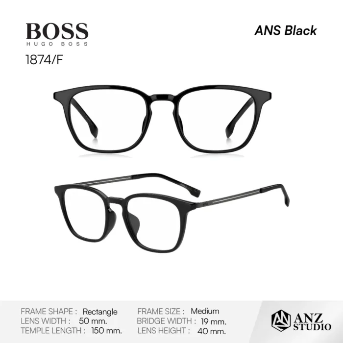 HUGO BOSS 1874/F กรอบเเว่น Titanium เเละPolyamide ทรง Rectangle Full Rim - Image 6