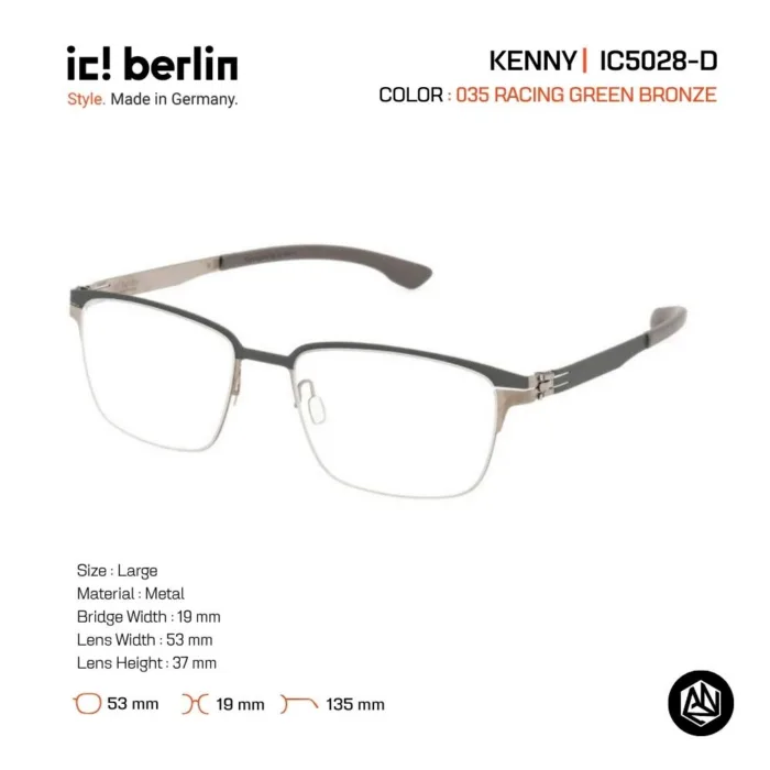 ic! berlin Kenny IC5028-D กรอบแว่นตา Metal ทรง Rectangle / Square Minimal Screwless Design - Image 6