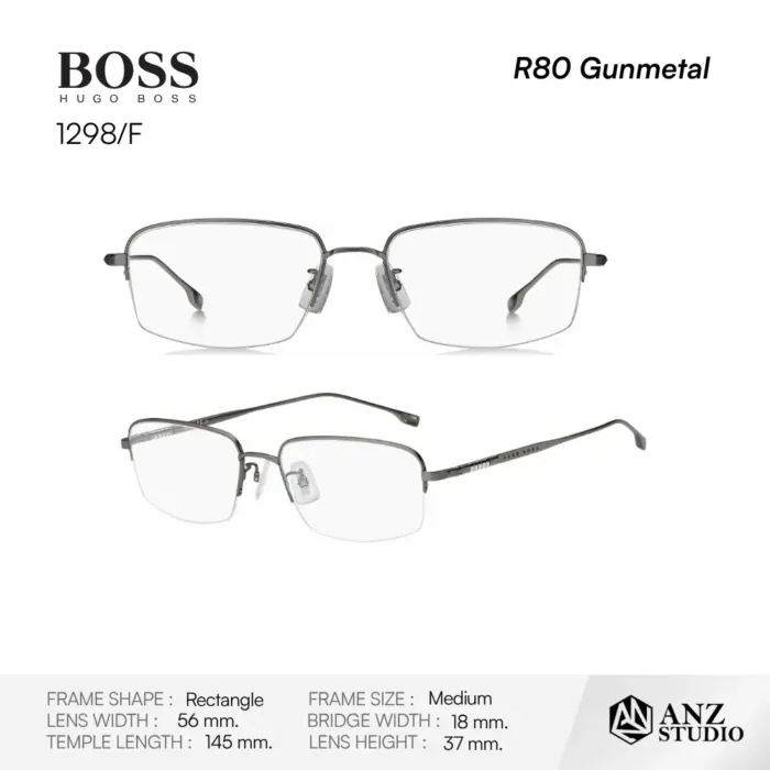 กรอบแว่นตา  BOSS 1298/F  Titanium ทรง Rectangle Semi Rimless - Image 6