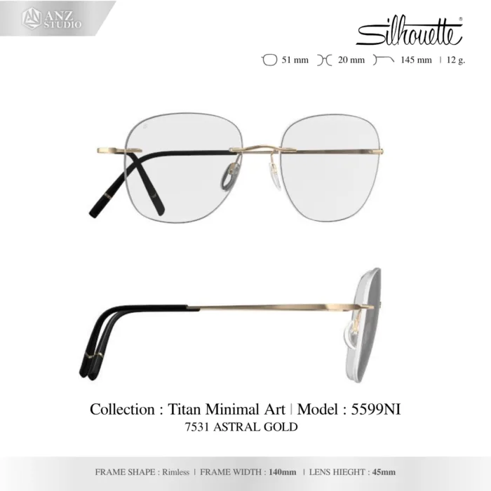 Silhouette Titan Minimal Art 5599 กรอบแว่นสายตา Silhouette ของแท้ กรอบ Titanium ไร้ขอบ น้ำหนักเบา รับประกัน 1 ปี - Image 10