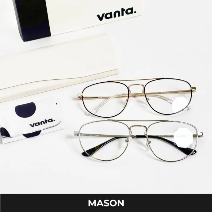 กรอบแว่นตาโลหะ vanta. MASON ทรง Navigator Aviator Double Bridge ตัดเลนส์สายตาได้ - Image 9