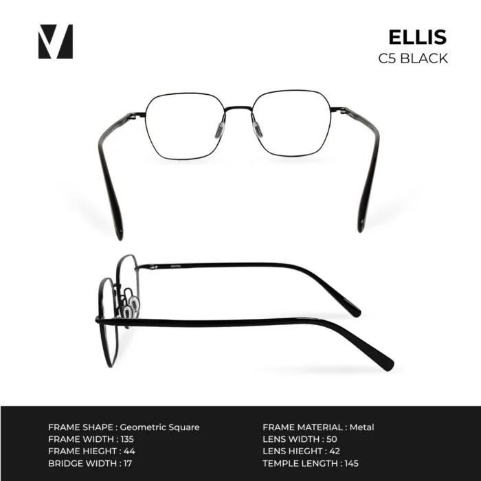 กรอบแว่นตาโลหะ vanta. Ellis น้ำหนักเบา ทรง Geometric Square ตัดเลนส์สายตาได้ - Image 9