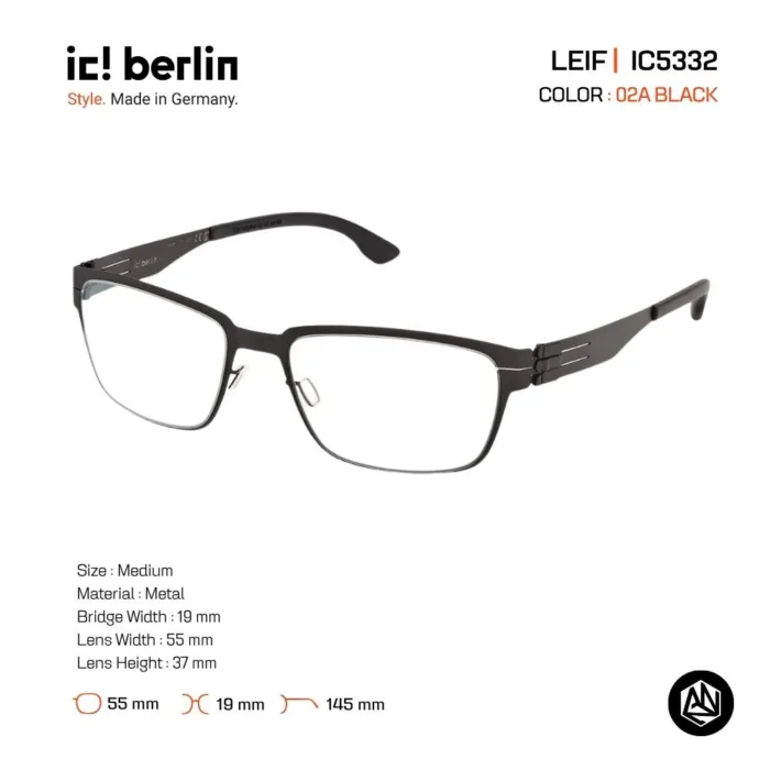 ic! berlin Leif IC5332 กรอบแว่นตา Metal ทรง Rectangle Minimal Screwless Design - Image 2