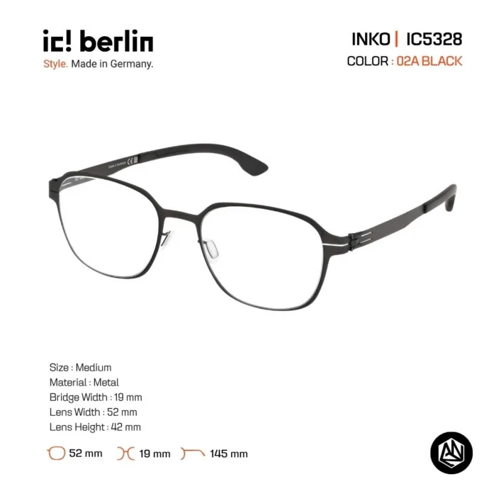 ic! berlin Inko IC5328 กรอบแว่นตา Metal ทรง Rounded Square Minimal Screwless Design - Image 2