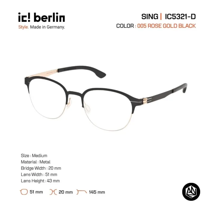 ic! berlin Sing IC5321-D กรอบแว่นตา Metal ทรง Rounded Minimal Screwless Design - Image 2
