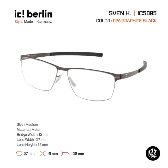 ic! berlin Sven H. IC5095 กรอบแว่นตา Metal ทรง Rectangle Minimal Screwless Design - Image 2