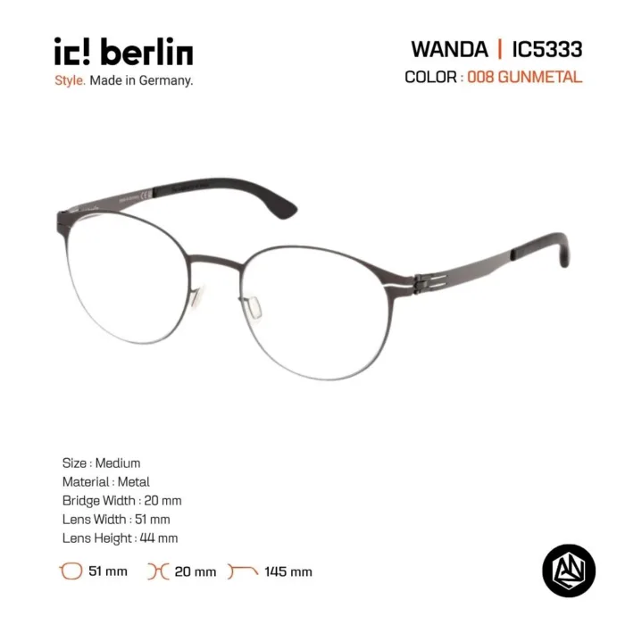 ic! berlin Wanda IC5333 กรอบแว่นตา Metal ทรง Rounded Minimal Screwless Design - Image 2