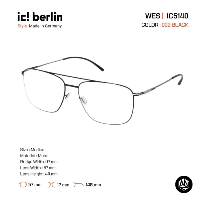 ic! berlin Wes IC5140 กรอบแว่นตา Metal ทรง Rounded Square Minimal Screwless Design - Image 2
