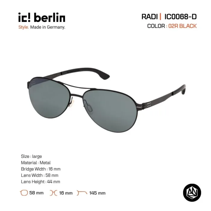 ic! berlin Radi IC0068-D แว่นตากันแดด Metal ทรง Aviator Minimal Screwless Design - Image 2