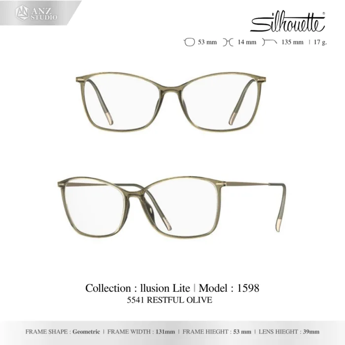 Silhouette Illusion Lite 1598 กรอบแว่นสายตา Silhouette ของแท้ ทรง Geometric กรอบ Titanium SPX+ น้ำหนักเบา รับประกัน 1 ปี - Image 2