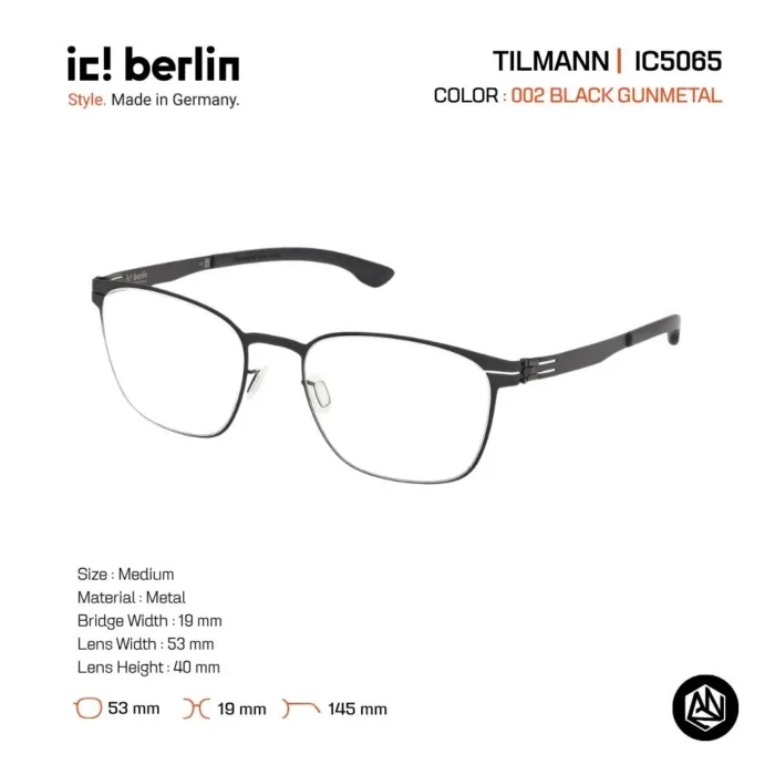 ic! berlin Tilmann IC5065 กรอบแว่นตา Metal ทรง Rounded Square Minimal Screwless Design - Image 2