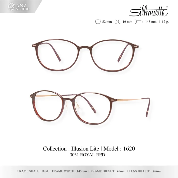 Silhouette Illusion Lite 1620 กรอบแว่นสายตา Silhouette ของแท้ ทรง Oval กรอบ Titanium SPX+ น้ำหนักเบา รับประกัน 1 ปี - Image 2