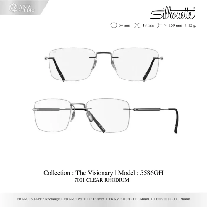 Silhouette The Visionary 5586 กรอบแว่นสายตา Silhouette ของแท้ ทรง Rectangle กรอบ Titanium ไร้ขอบ น้ำหนักเบา รับประกัน 1 ปี - Image 2