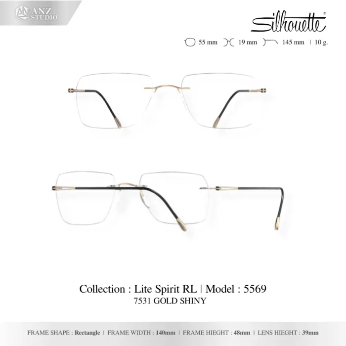 Silhouette Lite Spirit RL 5569 กรอบแว่นสายตา Silhouette ของแท้ ทรง Rectangle กรอบ Titanium ไร้ขอบ น้ำหนักเบา รับประกัน 1 ปี - Image 2