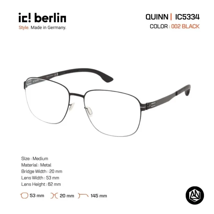 ic! berlin Quinn IC5334 กรอบแว่นตา Metal ทรง Rounded Square Minimal Screwless Design - Image 2