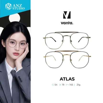 กรอบแว่นตาโลหะ vanta. ATLAS น้ำหนักเบา ทรง Navigator Aviator Double Bridge ตัดเลนส์สายตาได้