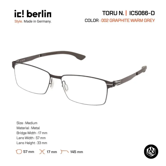 ic! berlin TORU N. IC5066-D กรอบแว่นตา Metal ทรง Square Minimal Screwless Design - Image 2