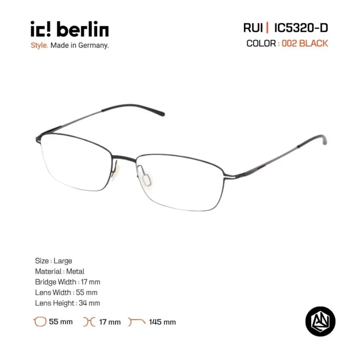 ic! berlin Rui IC5320-D กรอบแว่นตา Metal ทรง Rectangle Minimal Screwless Design - Image 2