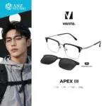 กรอบแว่นตา vanta. APEX III พร้อม Clip-on แม่เหล็ก เลนส์ Polarized Titanium IP ทรง Browline Rectangle ตัดเลนส์สายตาได้