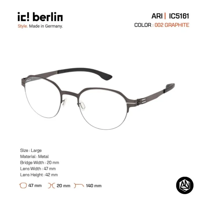 ic! berlin Ari IC5161 กรอบแว่นตา Metal ทรง Rounded Minimal Screwless Design - Image 2