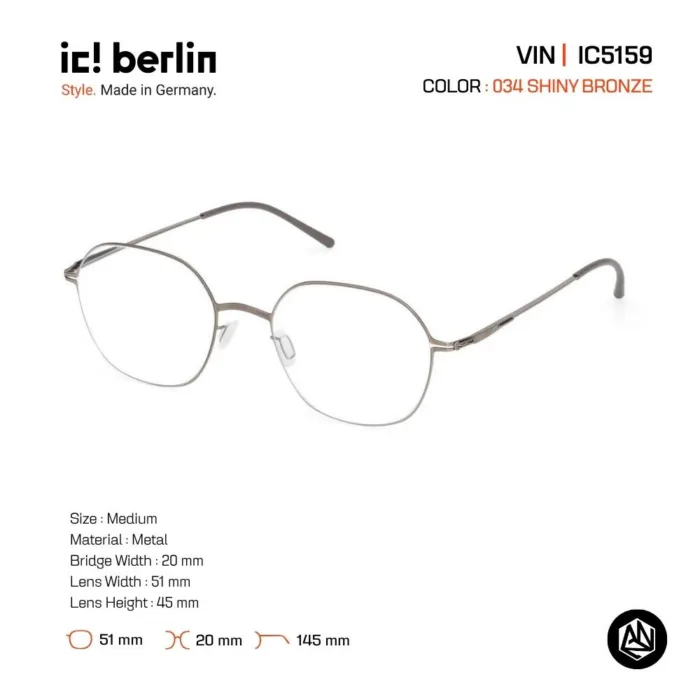 ic! berlin Vin IC5159 กรอบแว่นตา Metal Round Minimal Screwless Design - Image 2