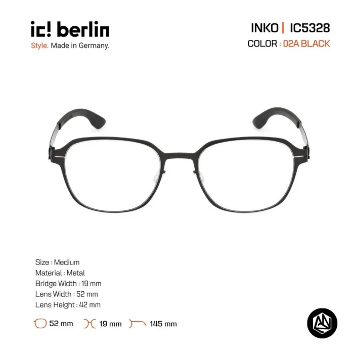 ic! berlin Inko IC5328 กรอบแว่นตา Metal ทรง Rounded Square Minimal Screwless Design - Image 3