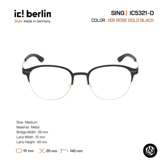 ic! berlin Sing IC5321-D กรอบแว่นตา Metal ทรง Rounded Minimal Screwless Design - Image 3