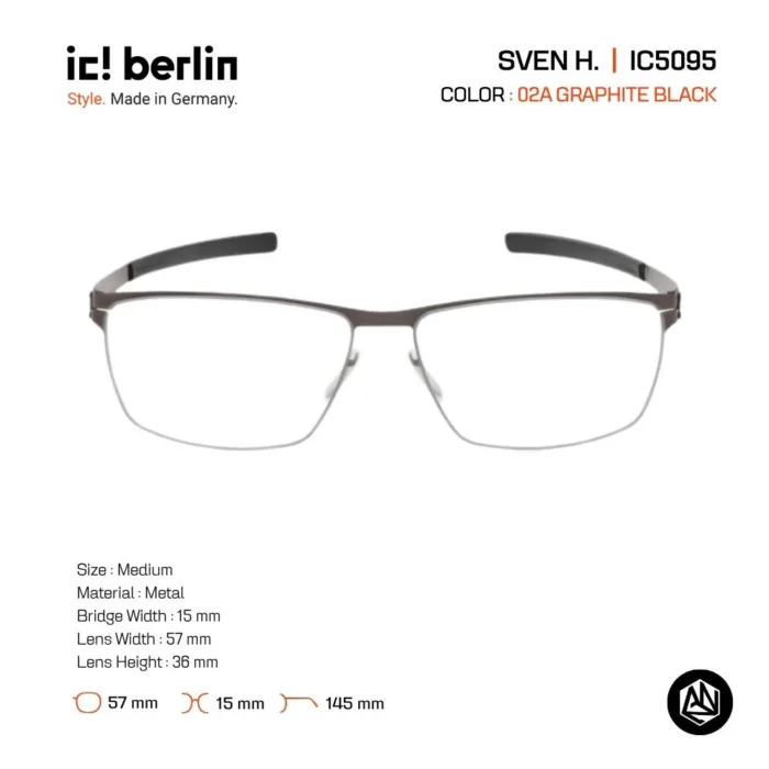 ic! berlin Sven H. IC5095 กรอบแว่นตา Metal ทรง Rectangle Minimal Screwless Design - Image 3