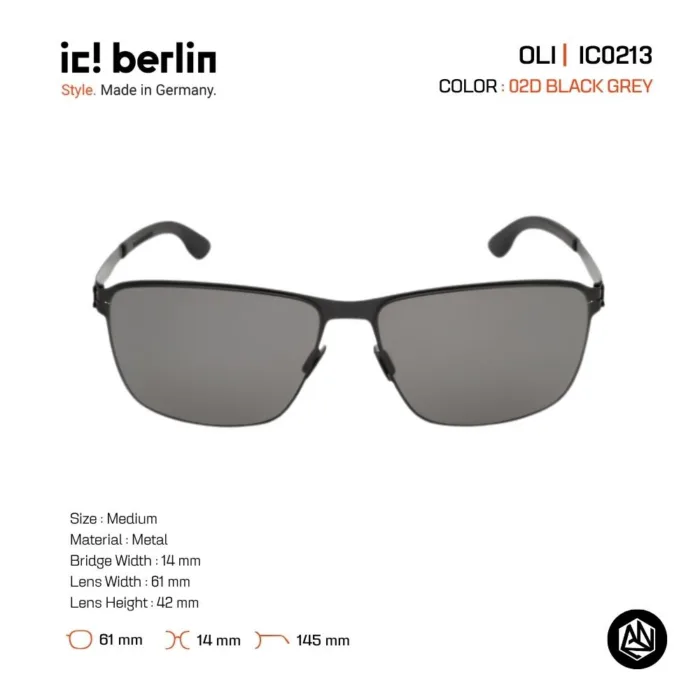 ic! berlin Oli IC0213 แว่นตากันแดด Metal ทรง Rectangle Minimal Screwless Design - Image 3