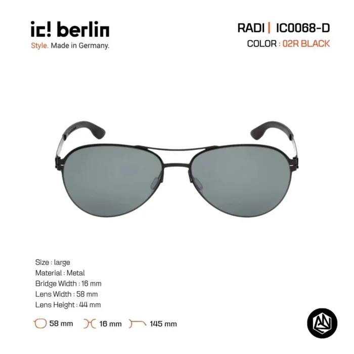 ic! berlin Radi IC0068-D แว่นตากันแดด Metal ทรง Aviator Minimal Screwless Design - Image 3