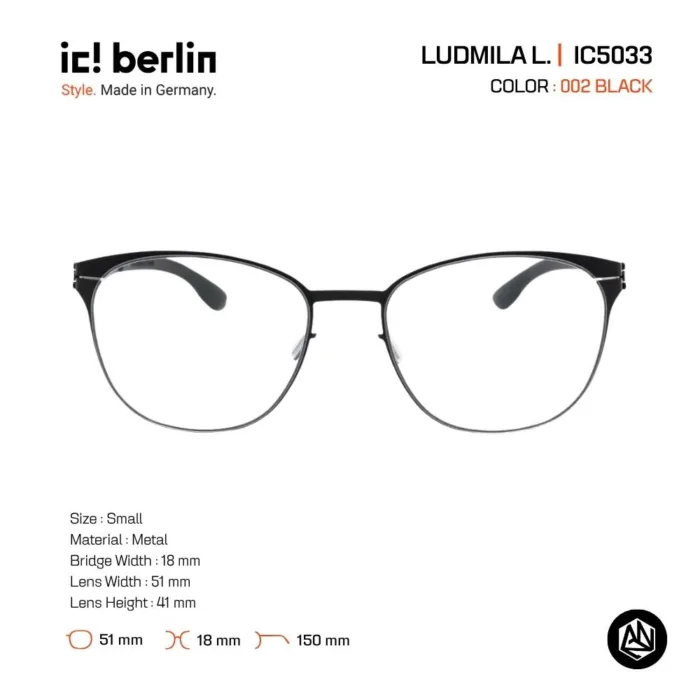 ic! berlin Ludmila L. IC5033 กรอบแว่นตา Metal ทรง Rounded Minimal Screwless Design - Image 3